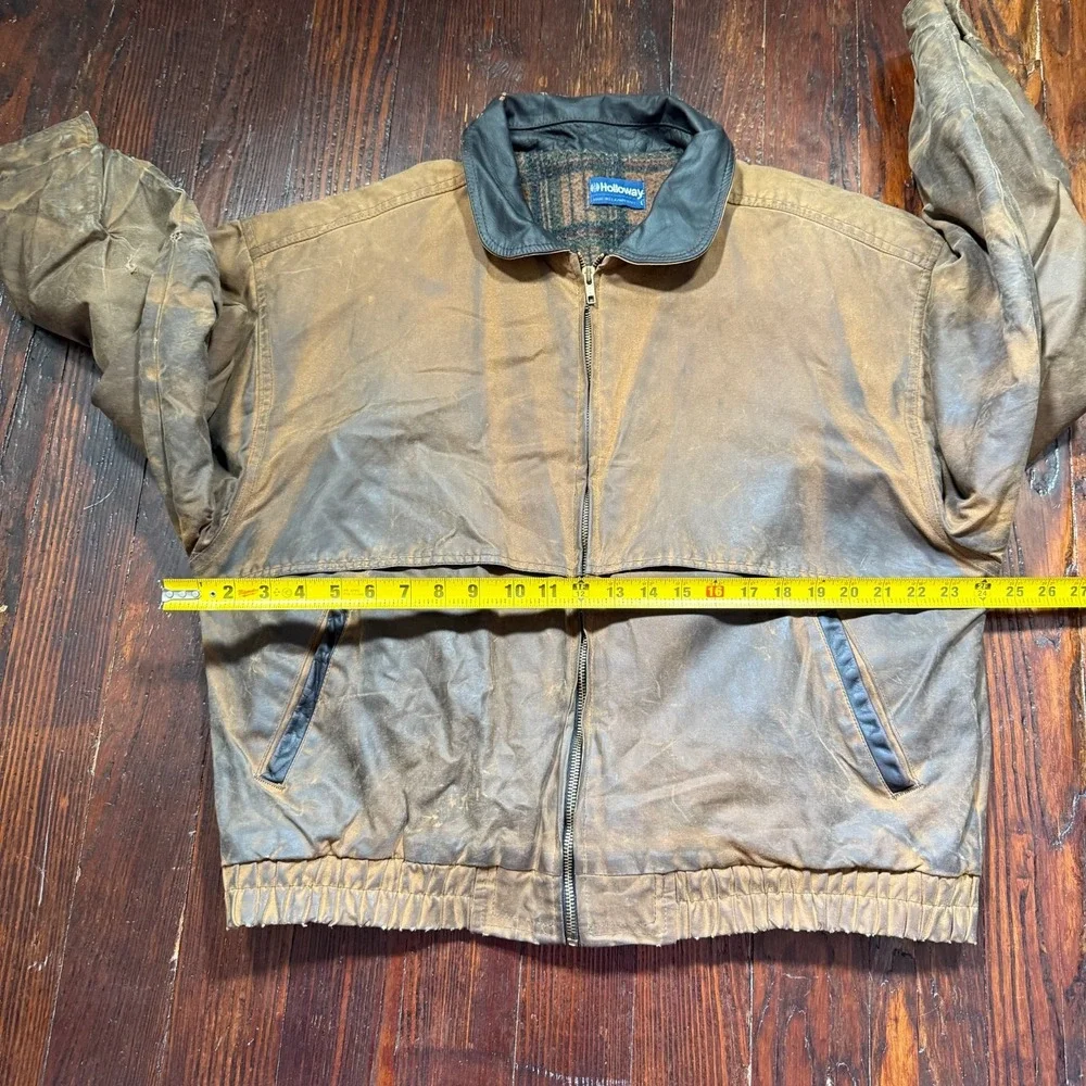 Vintage Holloway Jacket Mens‎ L Brown Tin Cloth Waxed Canvas Lined MADE IN USA
